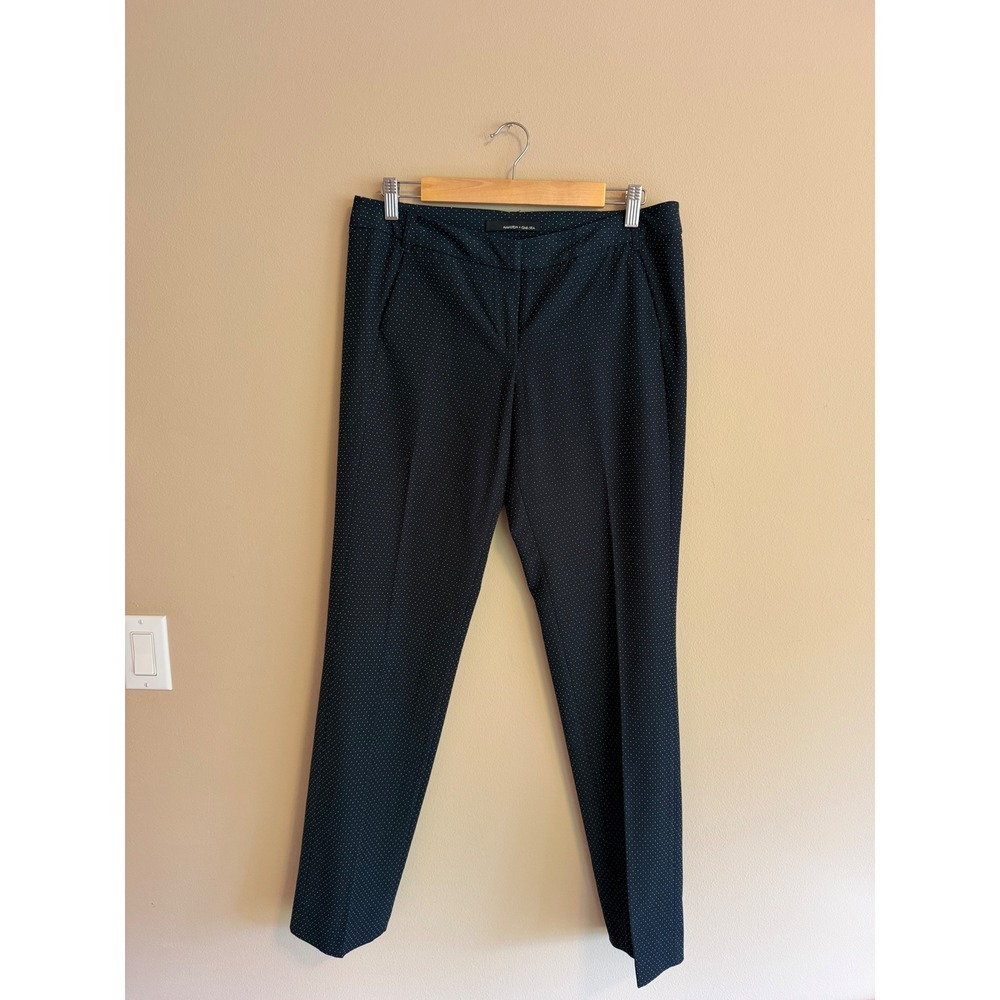 Amanda + Chelsea Navy Blue Polka Dot Straight Leg Dress Pants Trousers 12